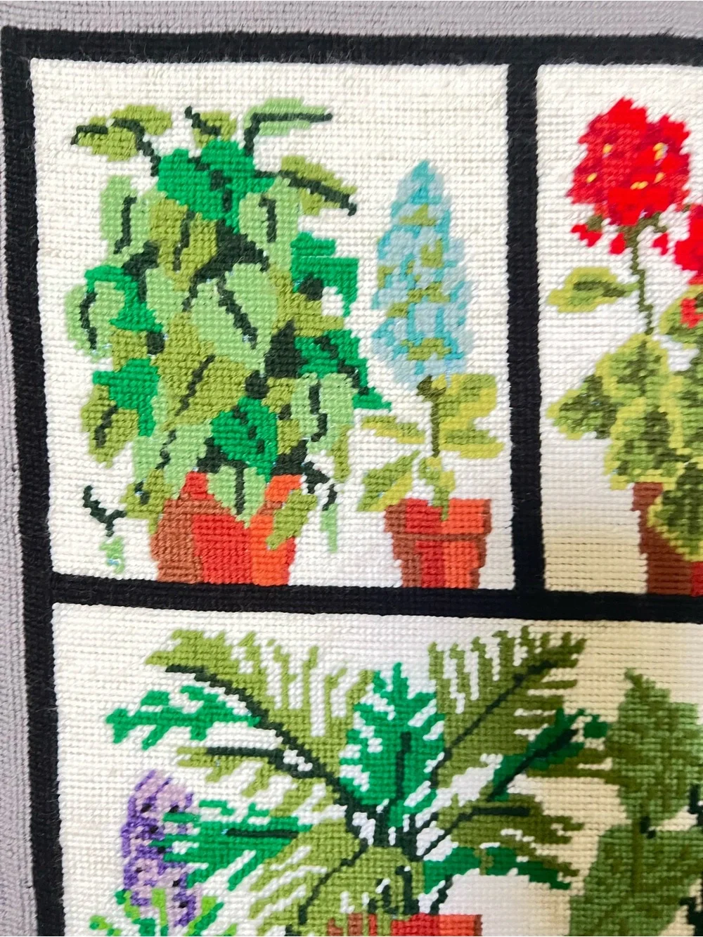 Handcrafted Floral Cross-Stitch Wall Hanging - Multicolor